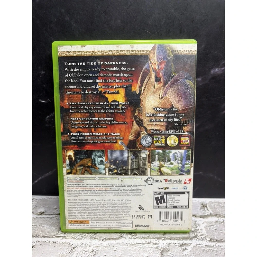 The Elder Scrolls IV: Oblivion Xbox 360 Complete -Man/Map/Reg Card T&W Free Ship